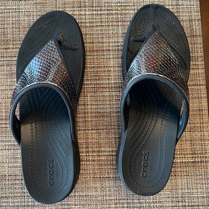 NWOT black Croc sandals